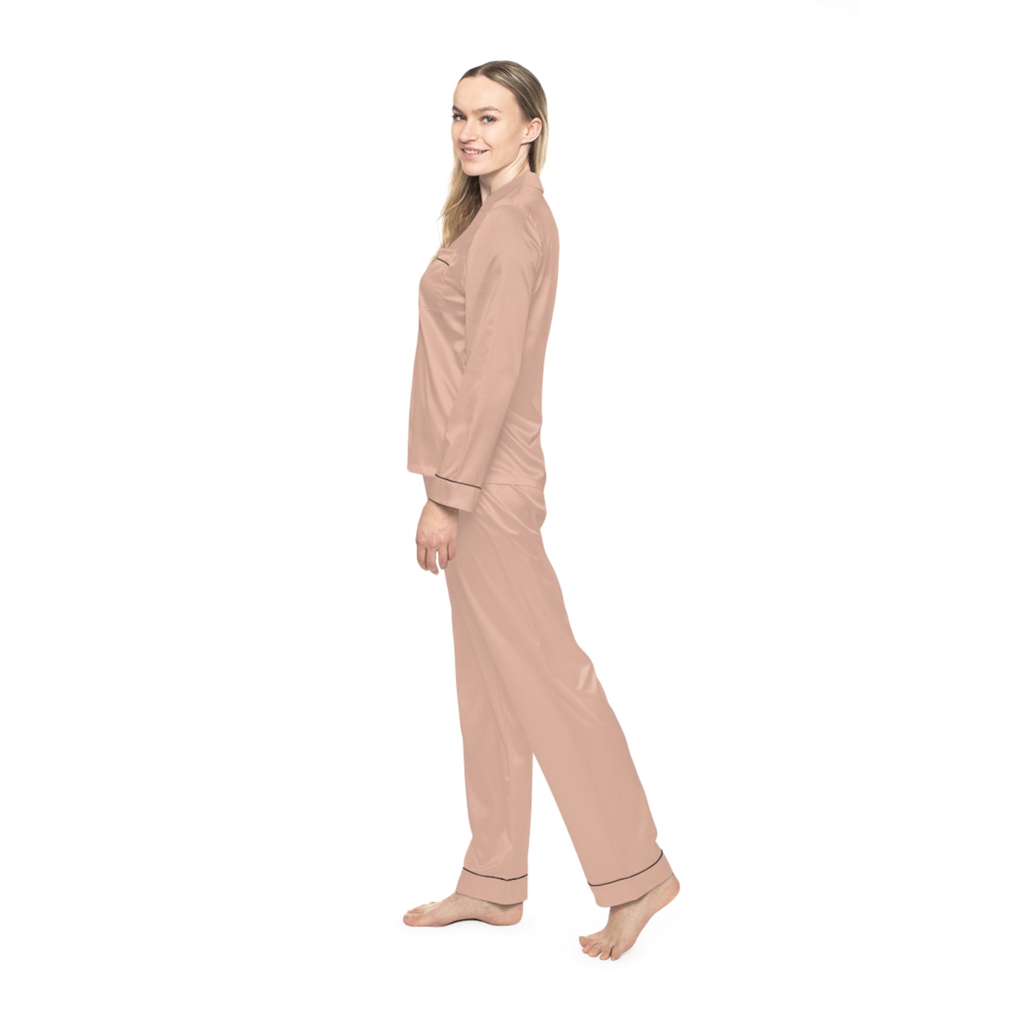 Beige Women’s Satin Pajama Set for Cozy Nightwear