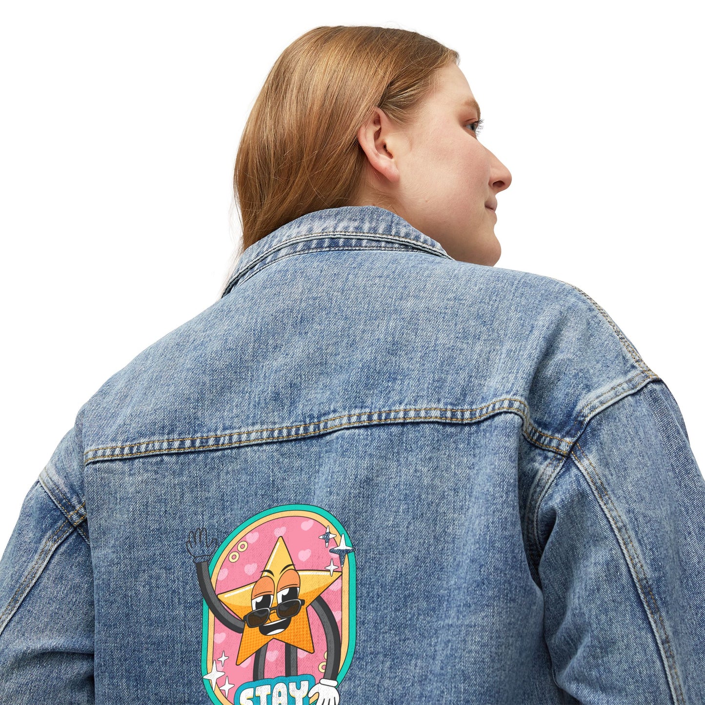 Women’s Graphic Denim Jacket – Trendy Casual Streetwear