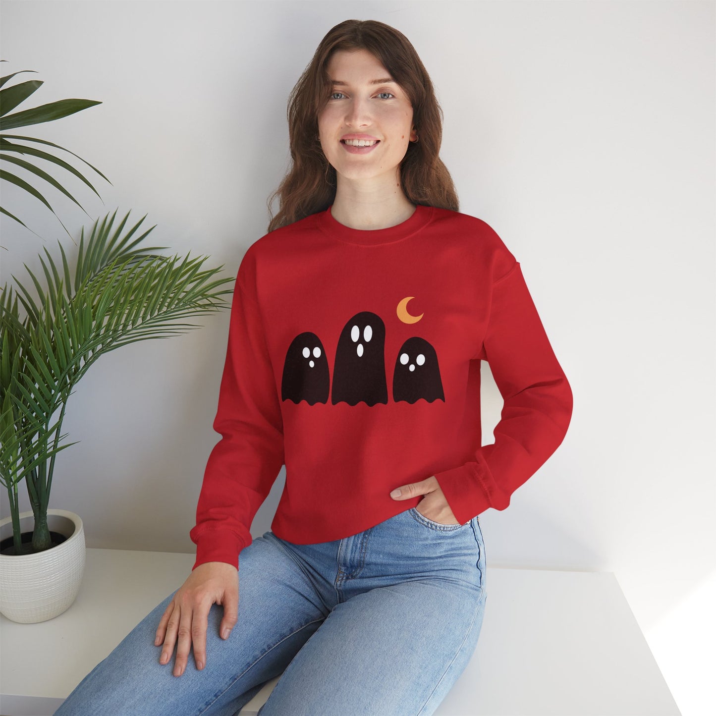Kawaii Ghost Halloween Unisex Crewneck Sweatshirt
