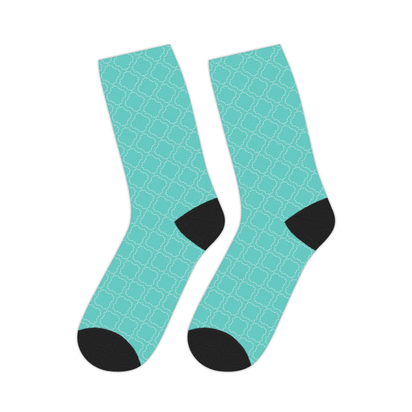 Mid-length Teal Socks with Black Accents