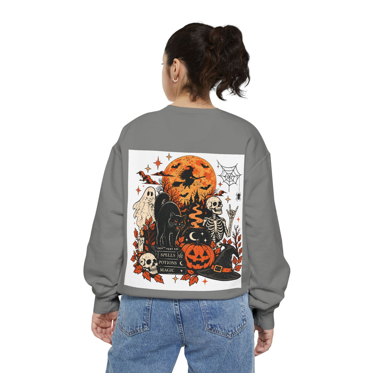 Halloween Vintage Pumpkin Ghosts and Skeletons Sweatshirt