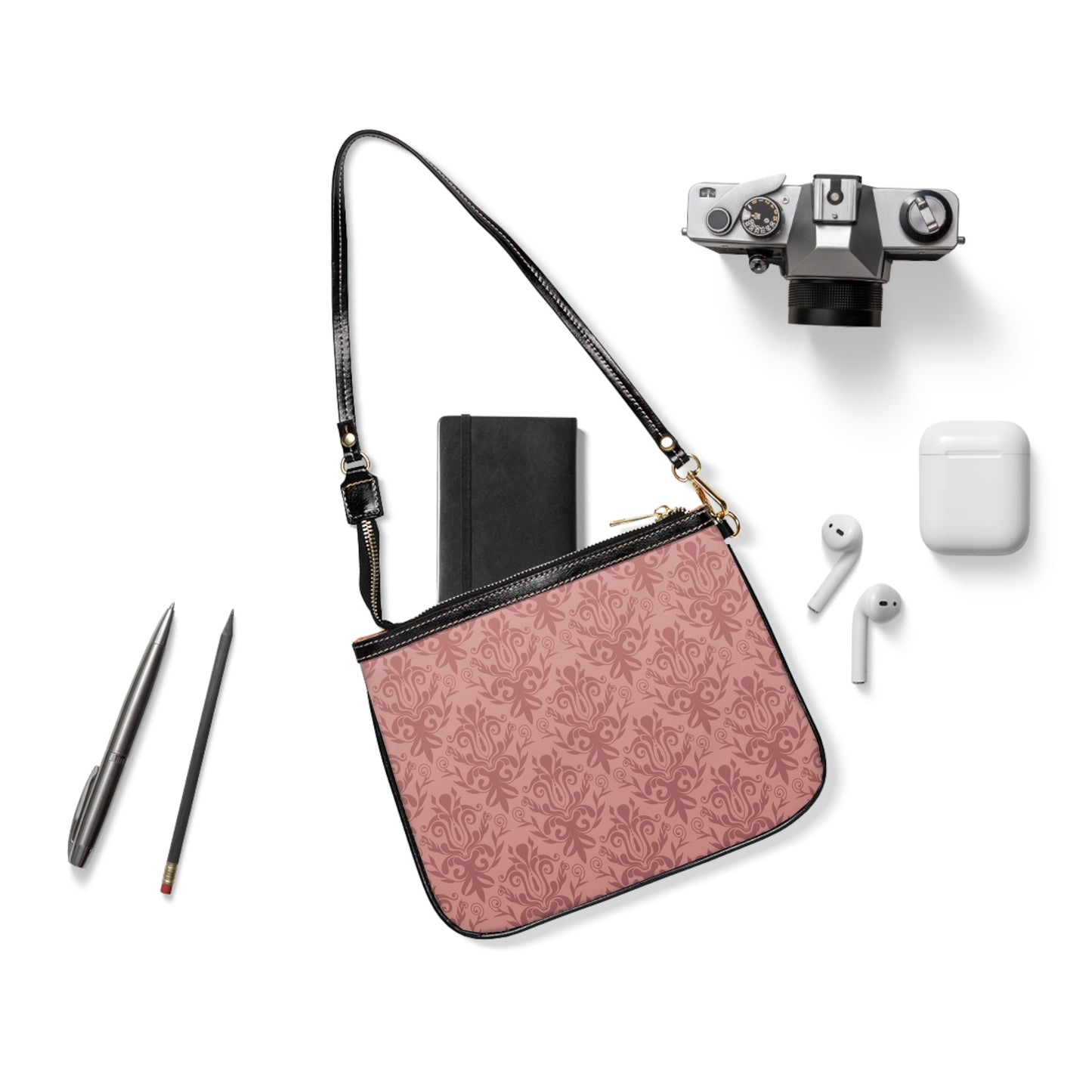 Soft Pink Baroque Print Purse Trendy Women’s Side Bag