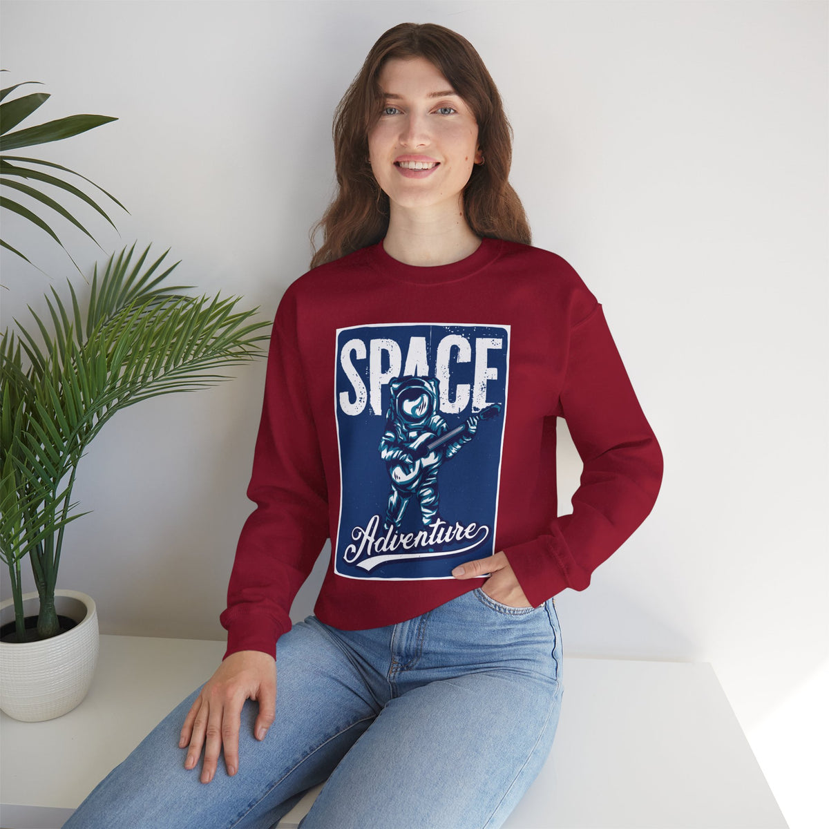 Space Adventure Astronaut Graphic Unisex Crewneck Sweatshirt