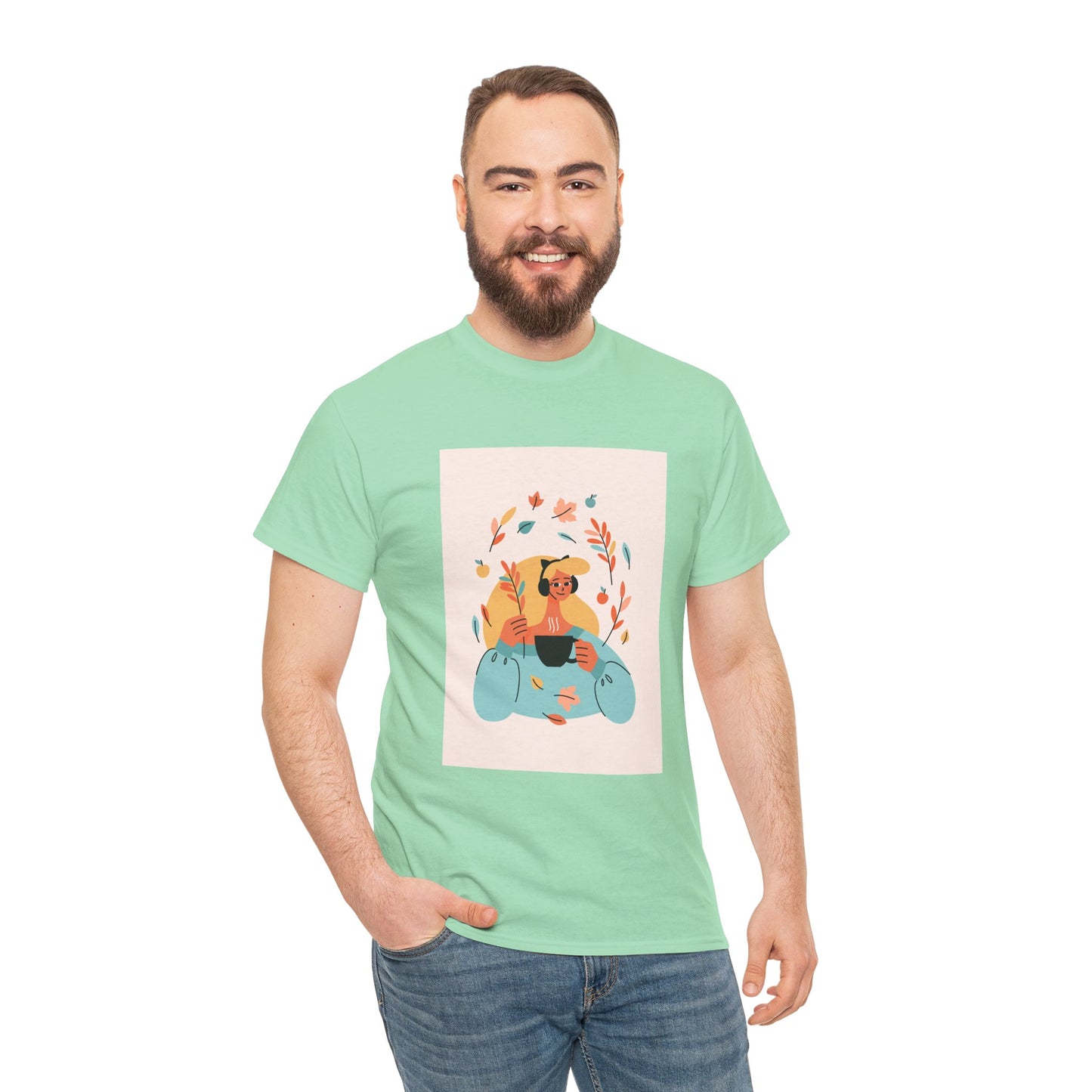 Unisex Cozy Bear Illustration Heavy Cotton T-Shirt