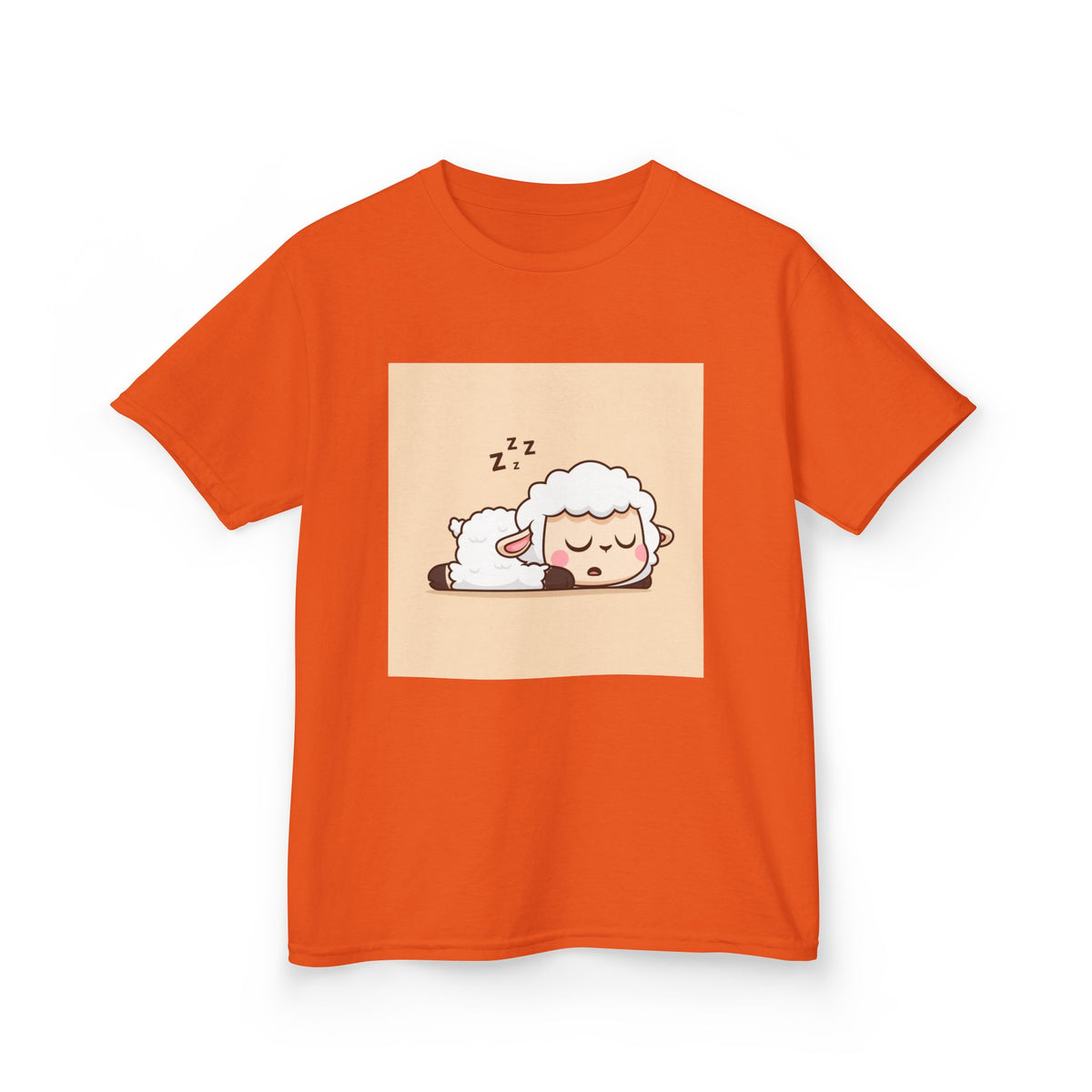 Sleeping Sheep Print Kids Heavy Cotton T-Shirt