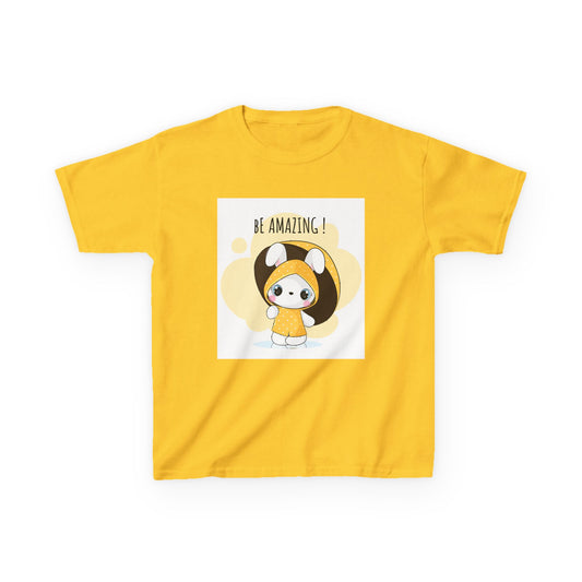 Yellow Kids Heavy Cotton t-shirt with a Cartoon Character