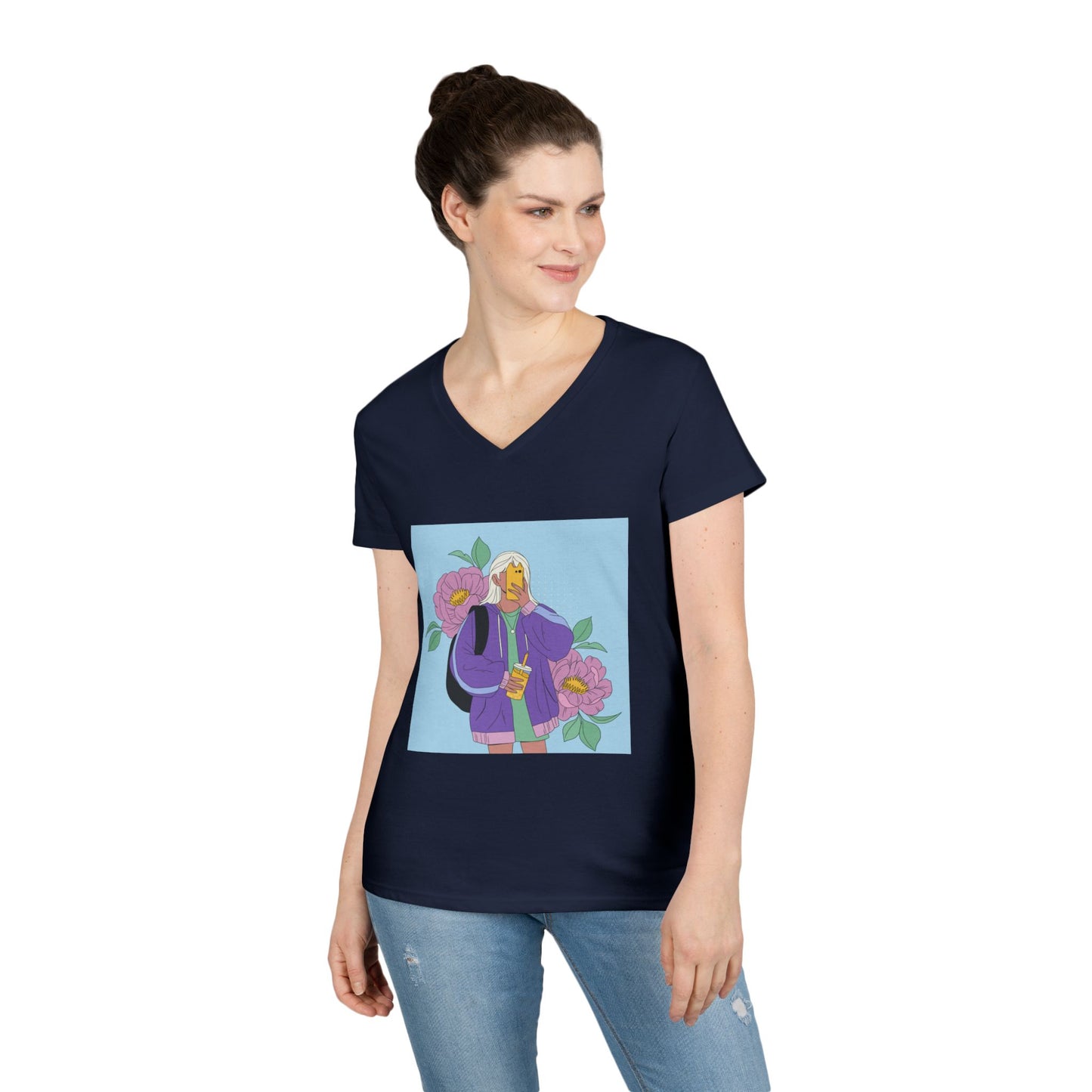 Women Stylish V-Neck T-Shirt