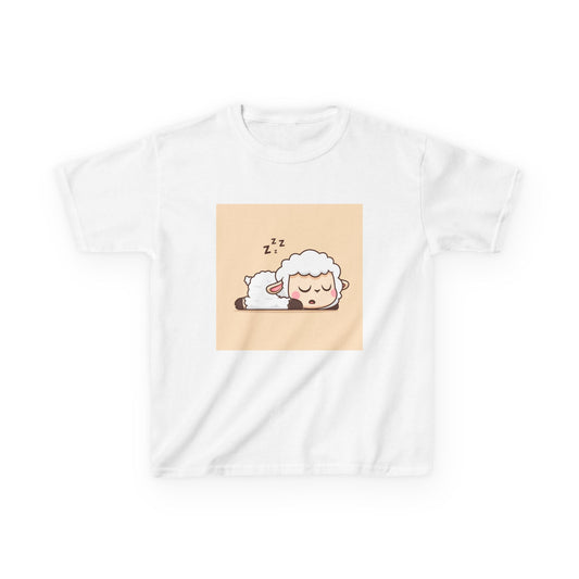 Sleeping Sheep Print Kids Heavy Cotton T-Shirt