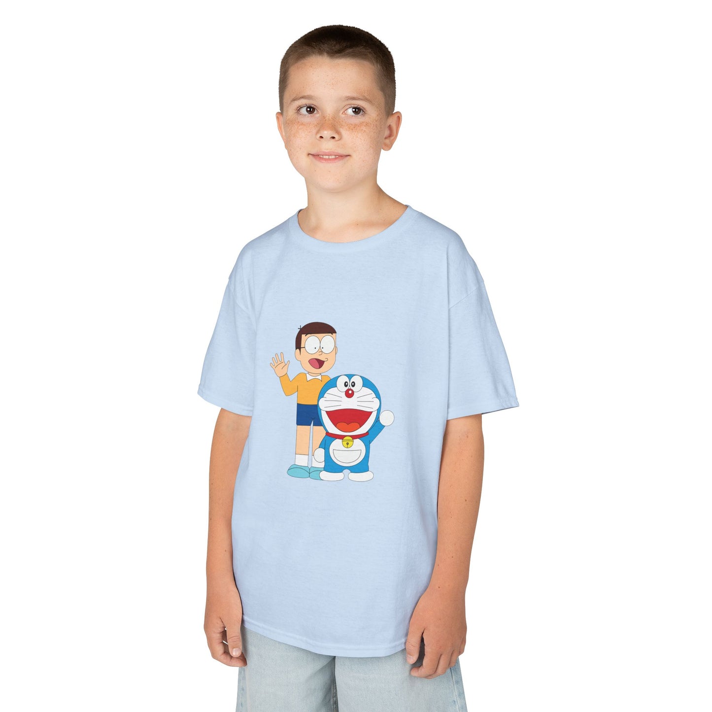 Kids Heavy Cotton Teal T-Shirt with a Graphic Design