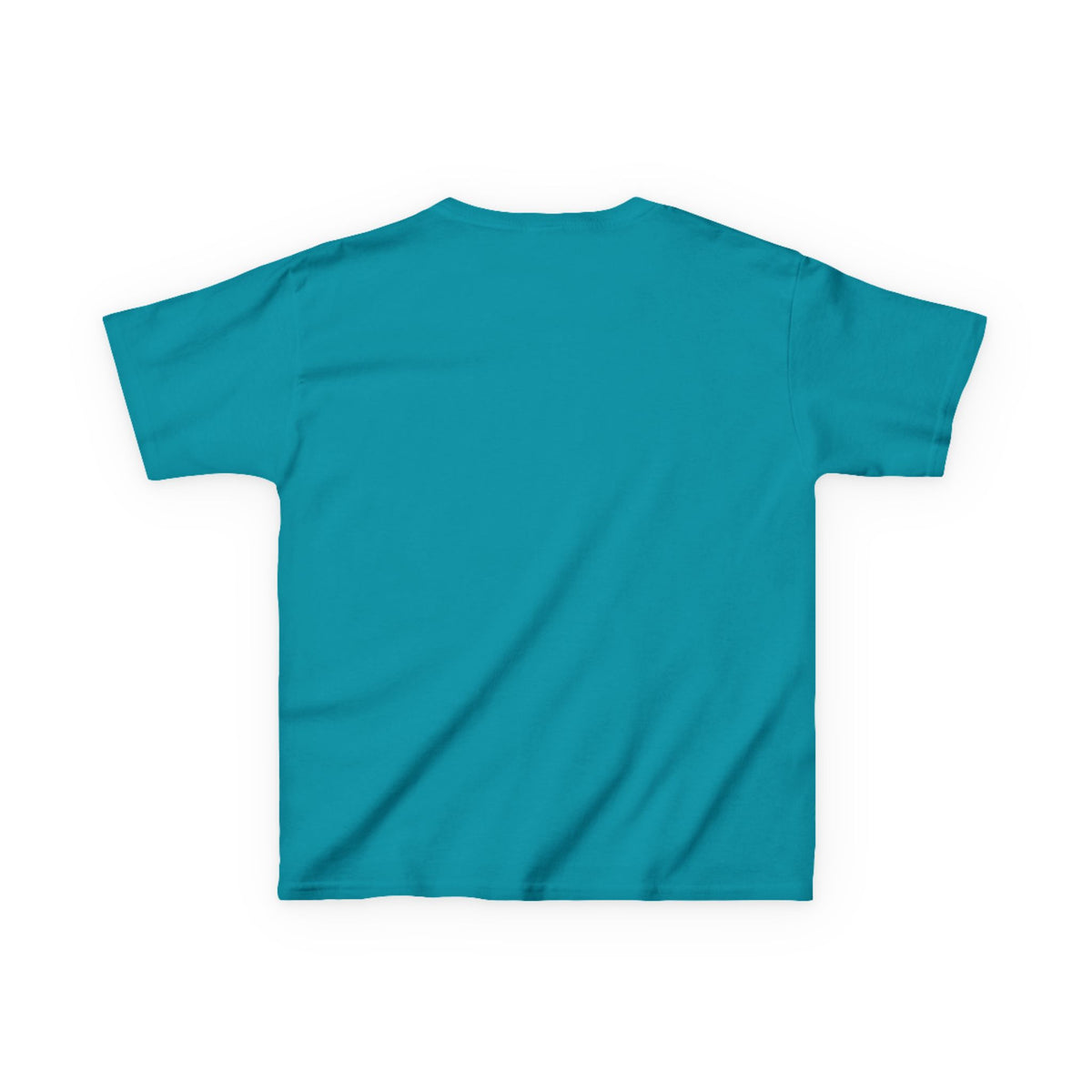 Kids Heavy Cotton Teal T-Shirt with a Graphic Design