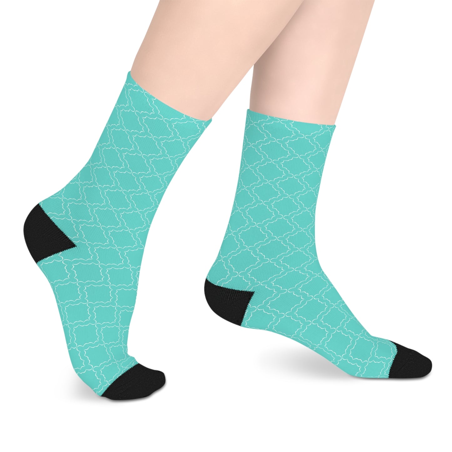 Mid-length Teal Socks with Black Accents