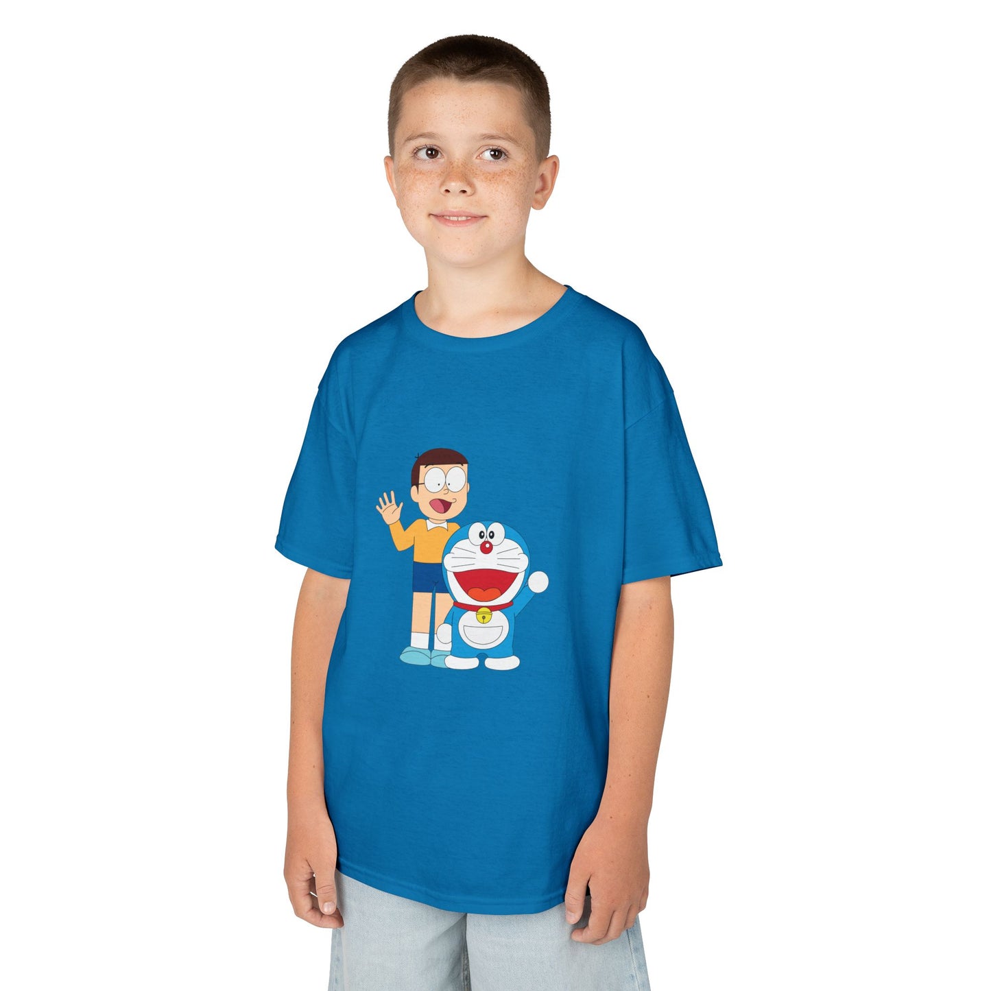 Kids Heavy Cotton Teal T-Shirt with a Graphic Design