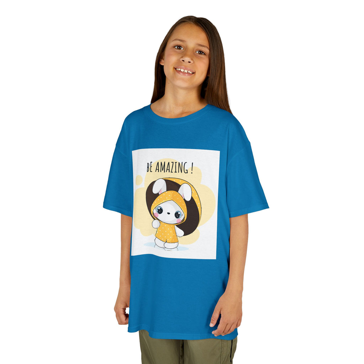Yellow Kids Heavy Cotton t-shirt with a Cartoon Character