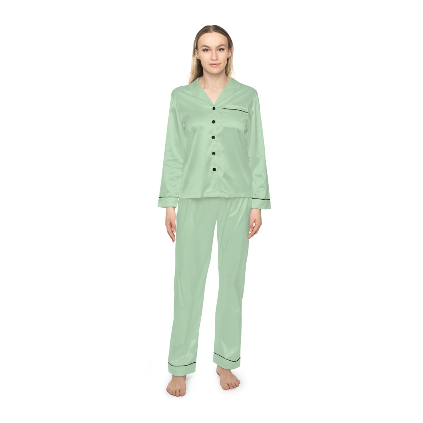 Women’s Satin Pajama Set with Soft All-Over Print Design