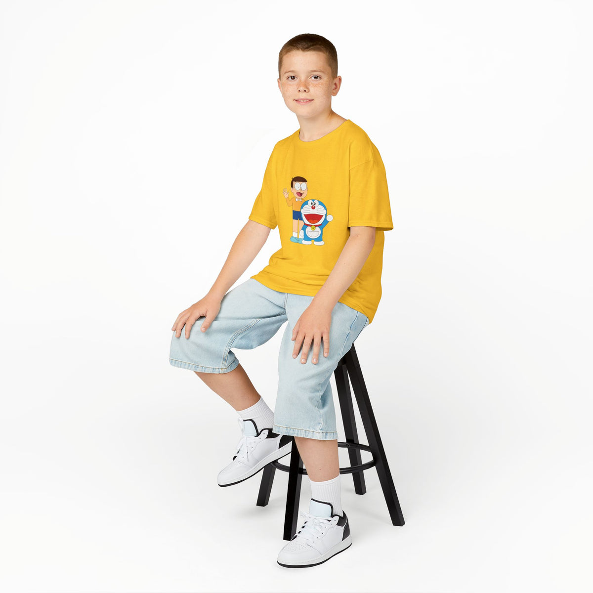 Kids Heavy Cotton Teal T-Shirt with a Graphic Design