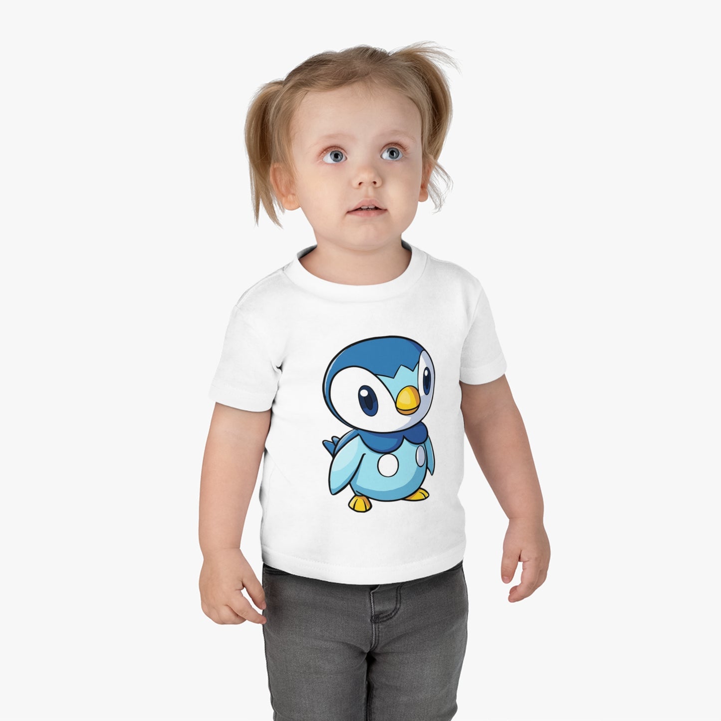 Child Black T-shirt Blue Penguin Cartoon