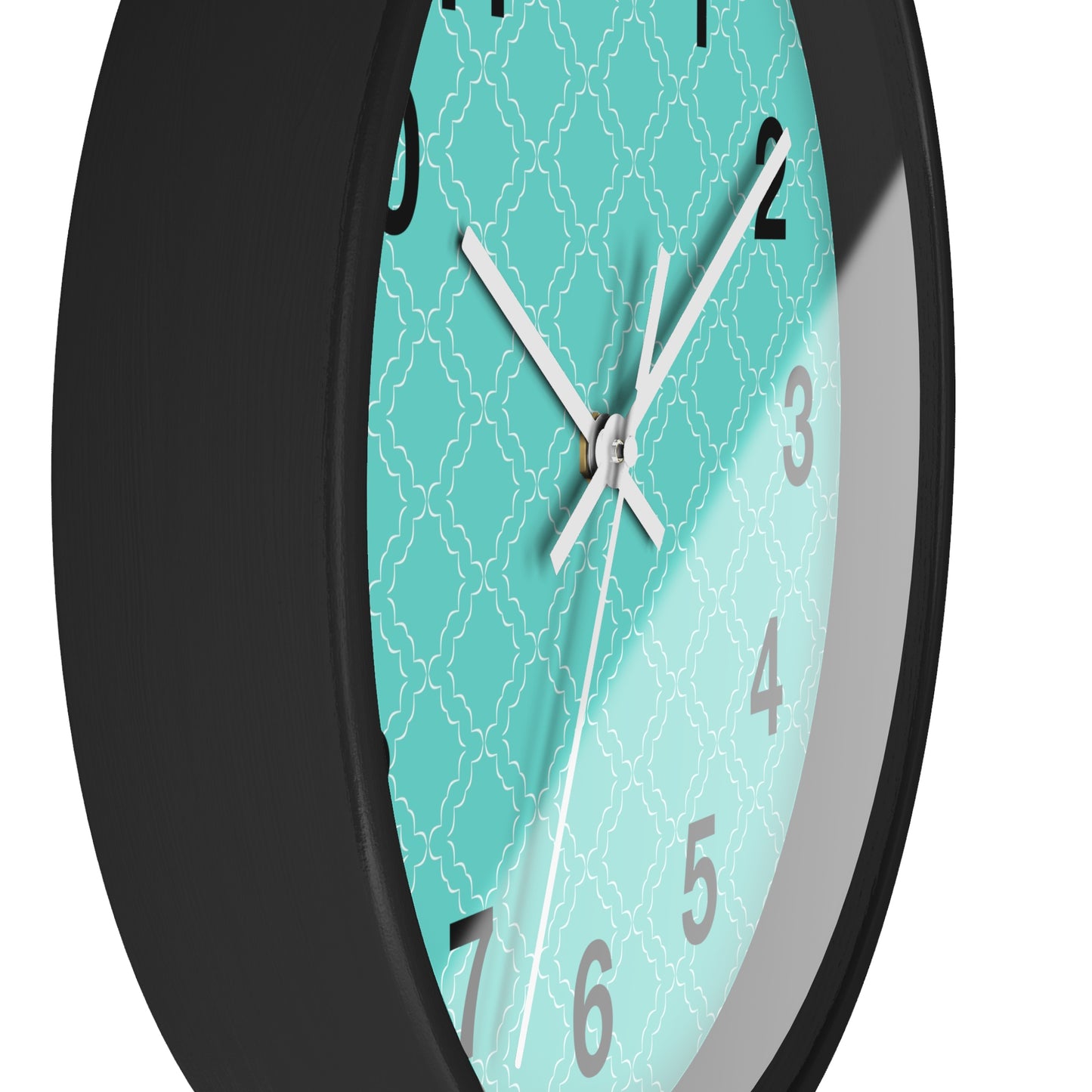 Wall Clock with Turquoise Face and Black Frame