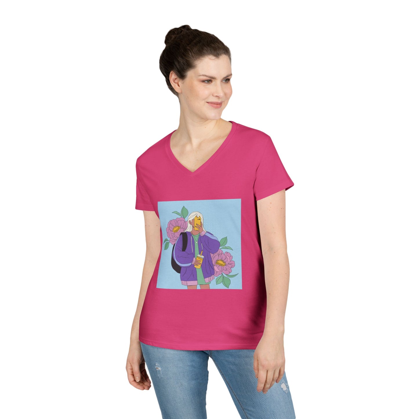 Women Stylish V-Neck T-Shirt