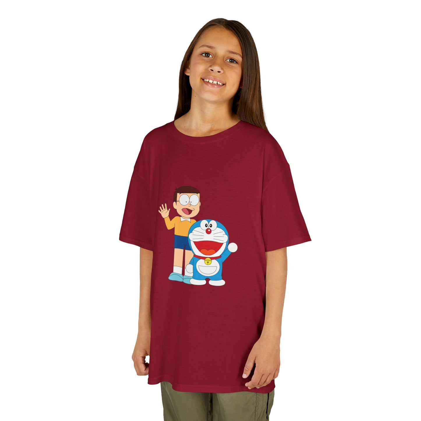 Kids Heavy Cotton Teal T-Shirt with a Graphic Design