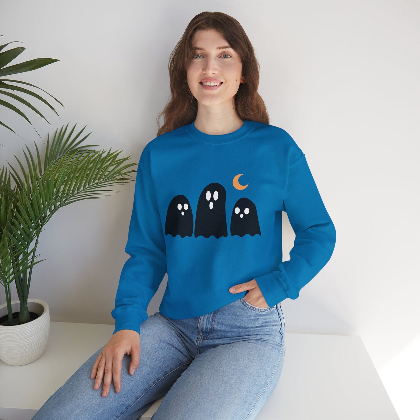 Kawaii Ghost Halloween Unisex Crewneck Sweatshirt