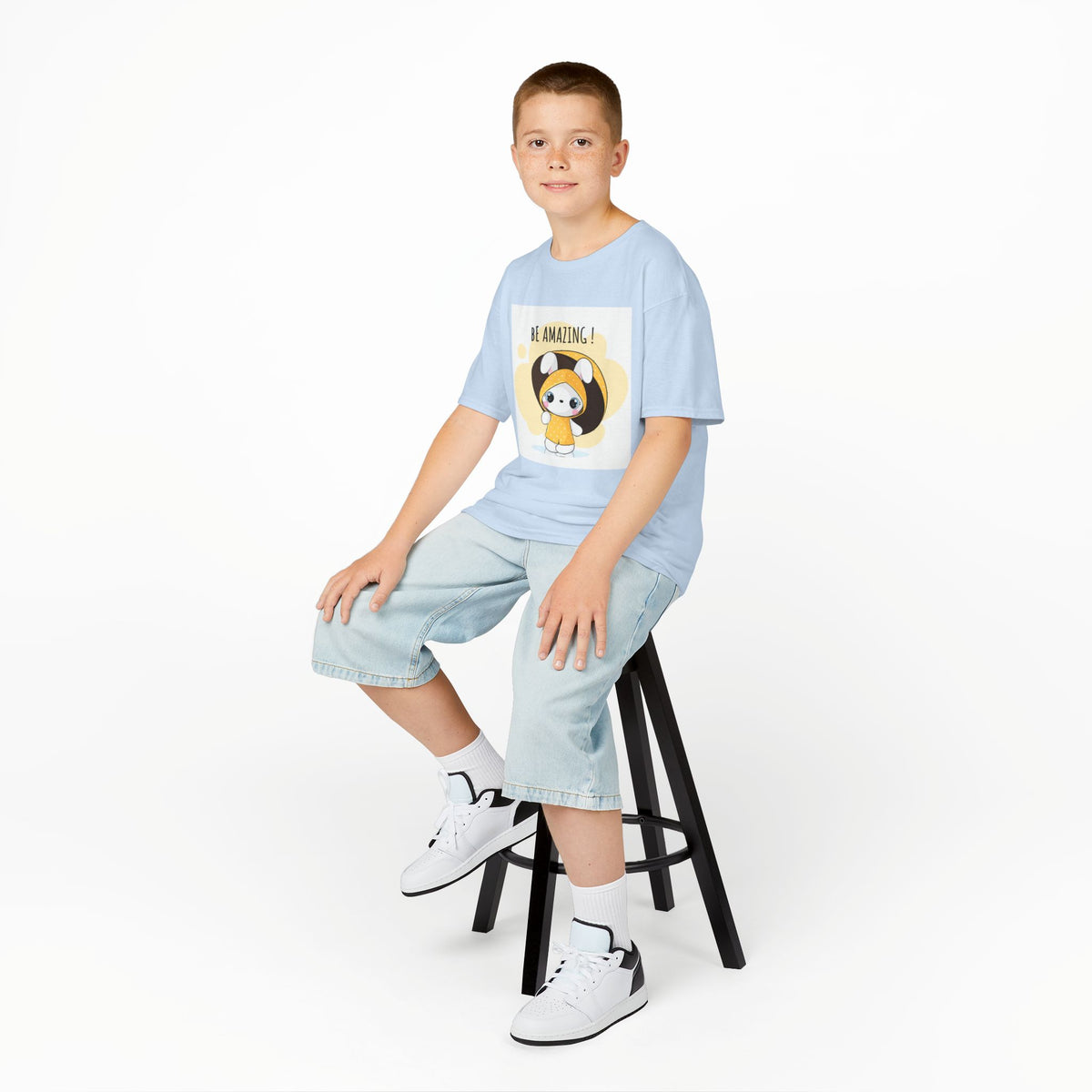 Yellow Kids Heavy Cotton t-shirt with a Cartoon Character