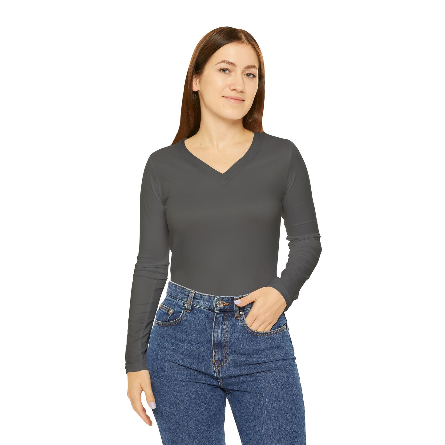 Chic Women's Long Sleeve V-Neck Shirt Casual Layering Top