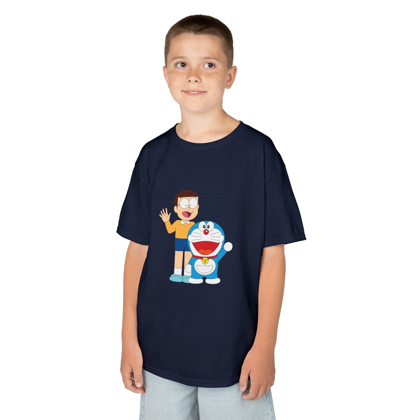 Kids Heavy Cotton Teal T-Shirt with a Graphic Design
