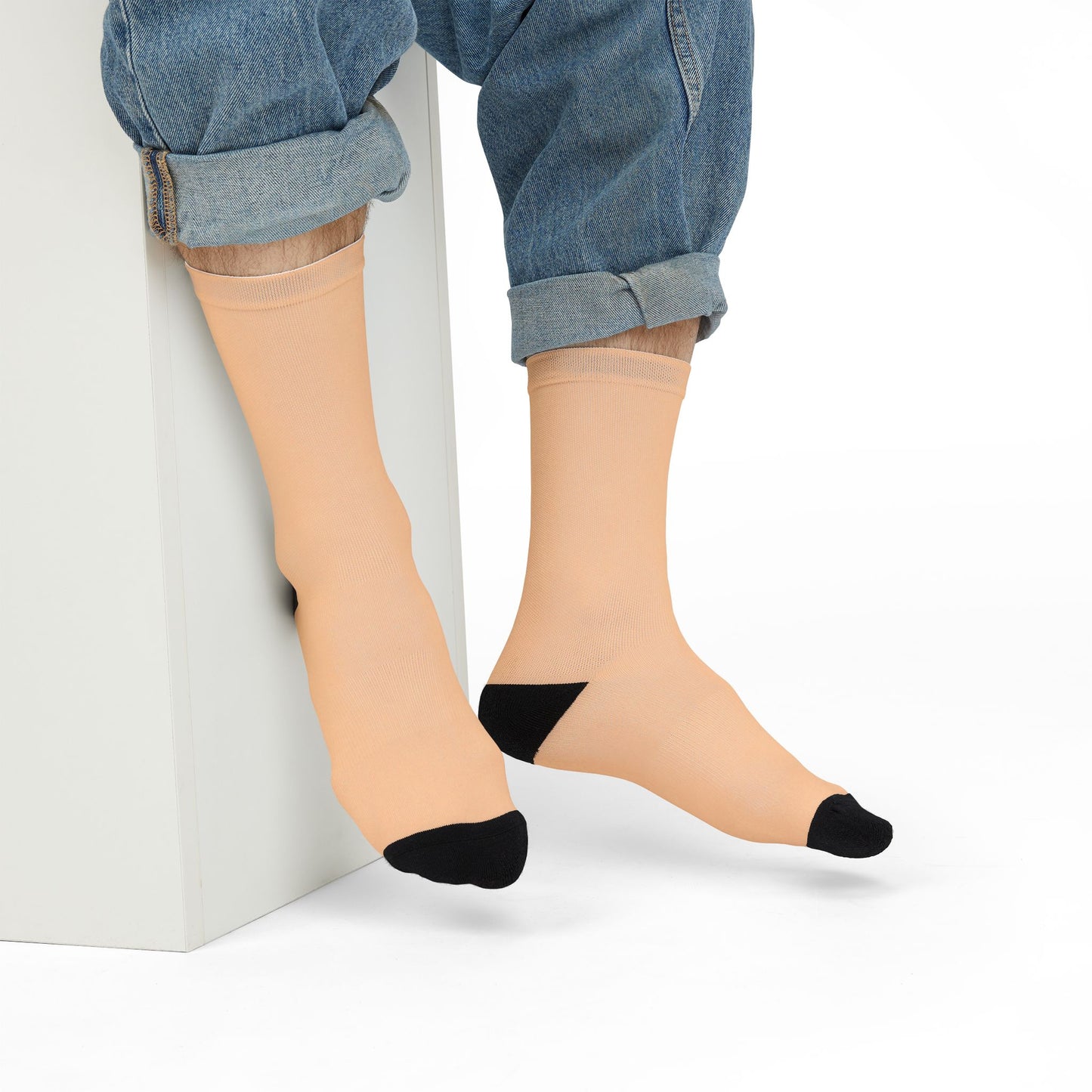 Pair of beige  Sublimation Crew Socks