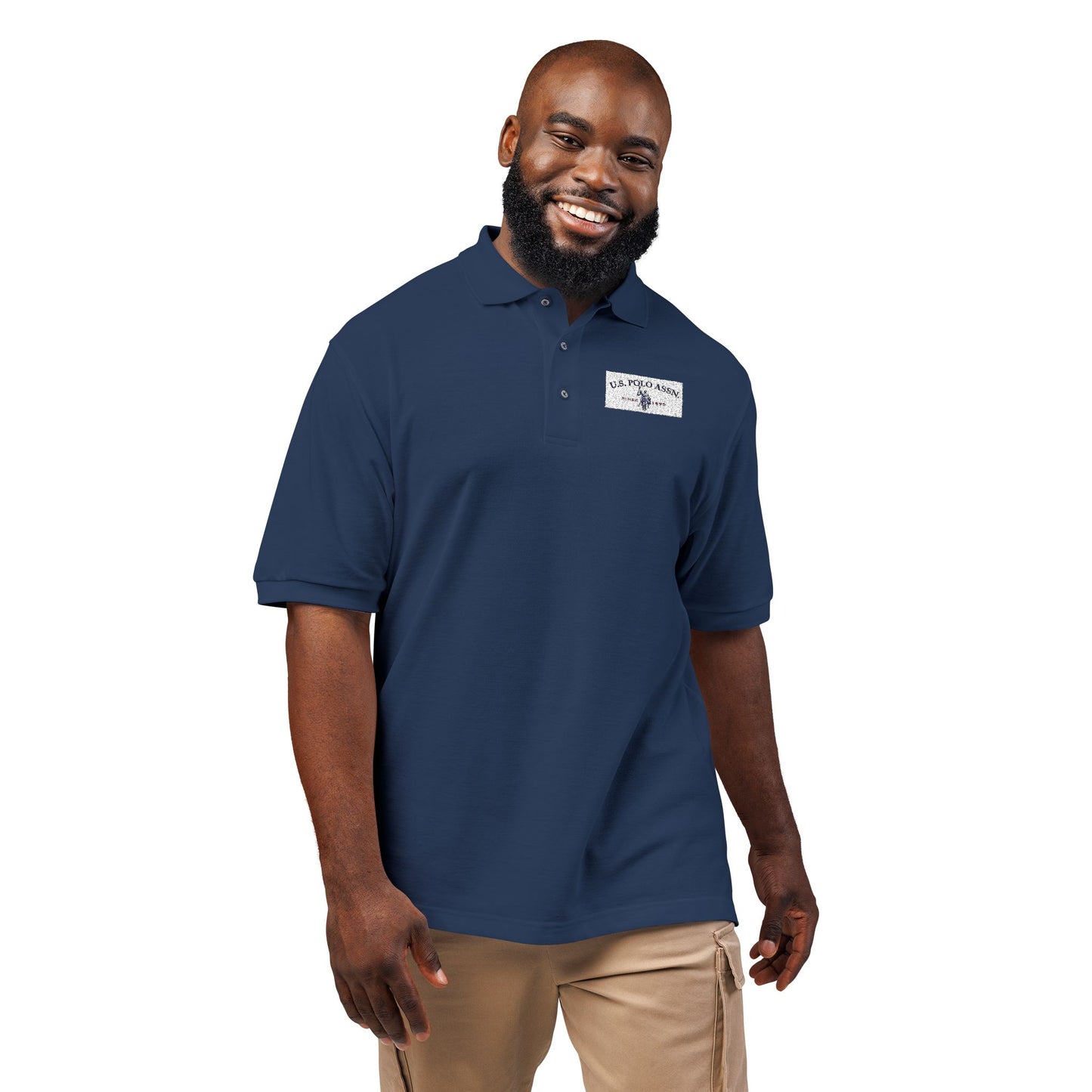 Embroidered Calm Wave Polo Shirt  Minimal Coastal Logo Golf & Casual Polo