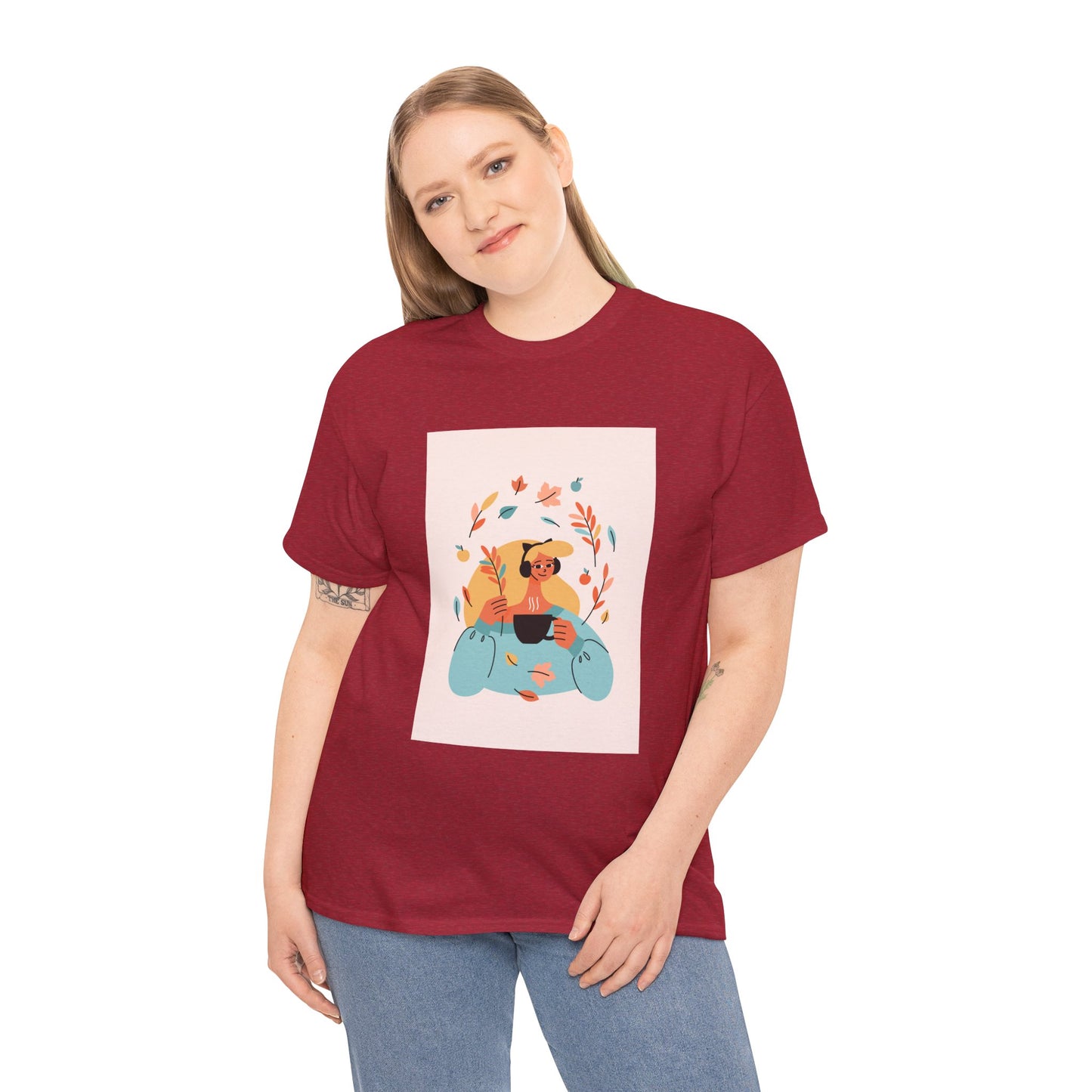Unisex Cozy Bear Illustration Heavy Cotton T-Shirt