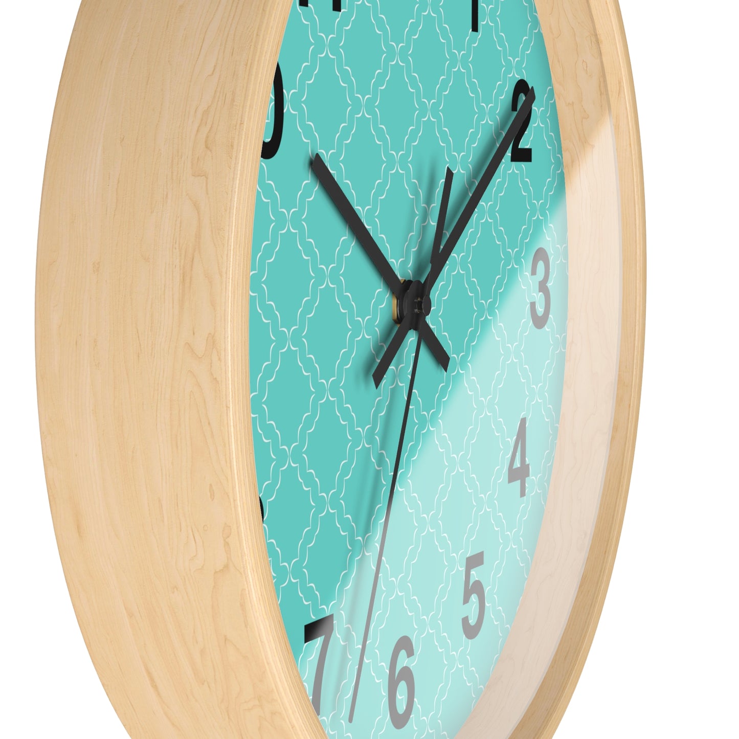 Wall Clock with Turquoise Face and Black Frame
