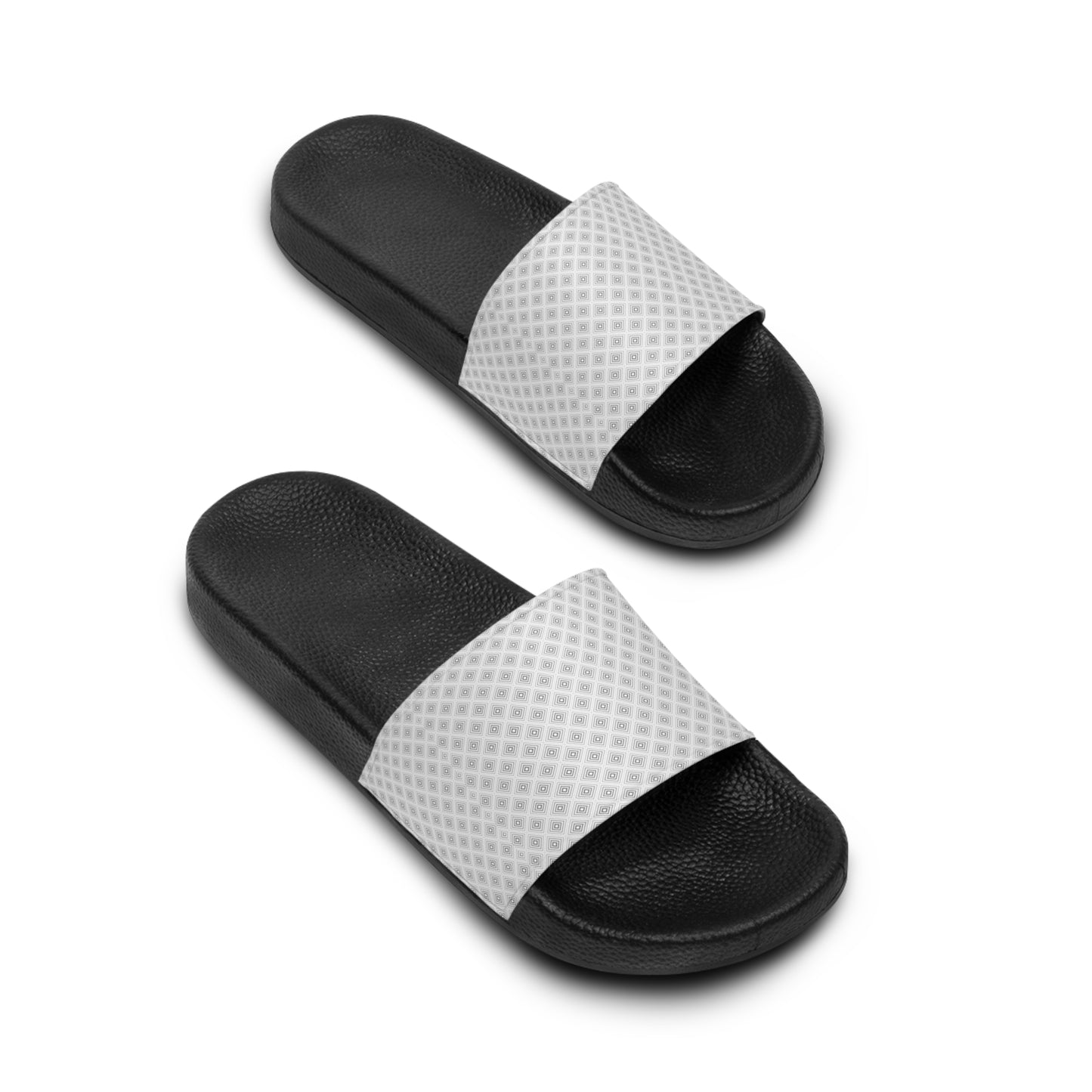 Women's Minimalist White Strap Slide Sandals with Black Textured Sole