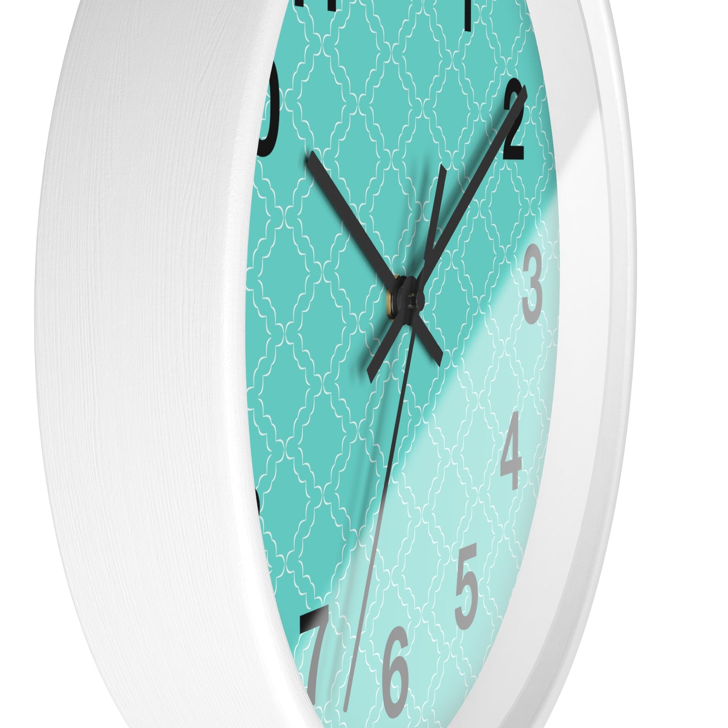 Wall Clock with Turquoise Face and Black Frame