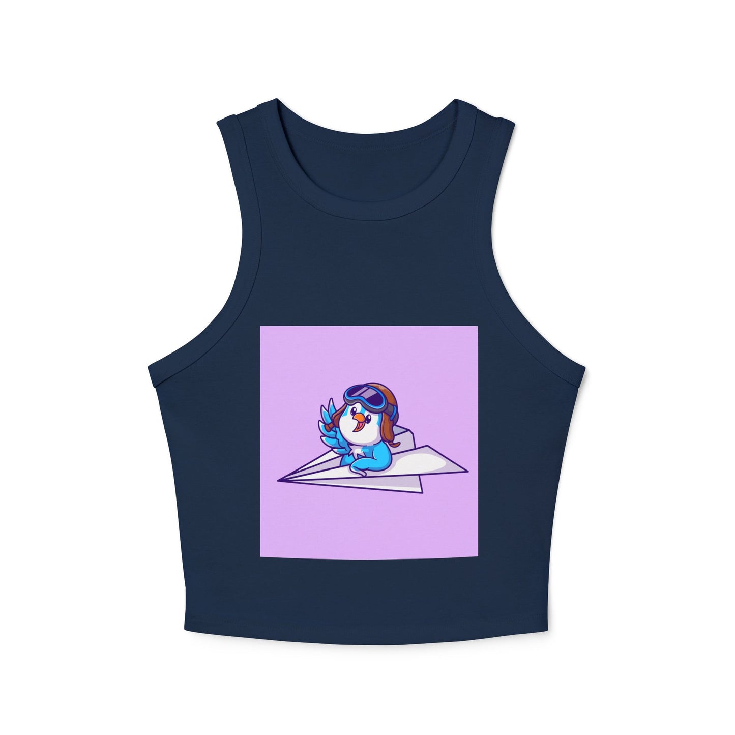 Playful Racer Tank Top with Whimsical Paper Plane Design