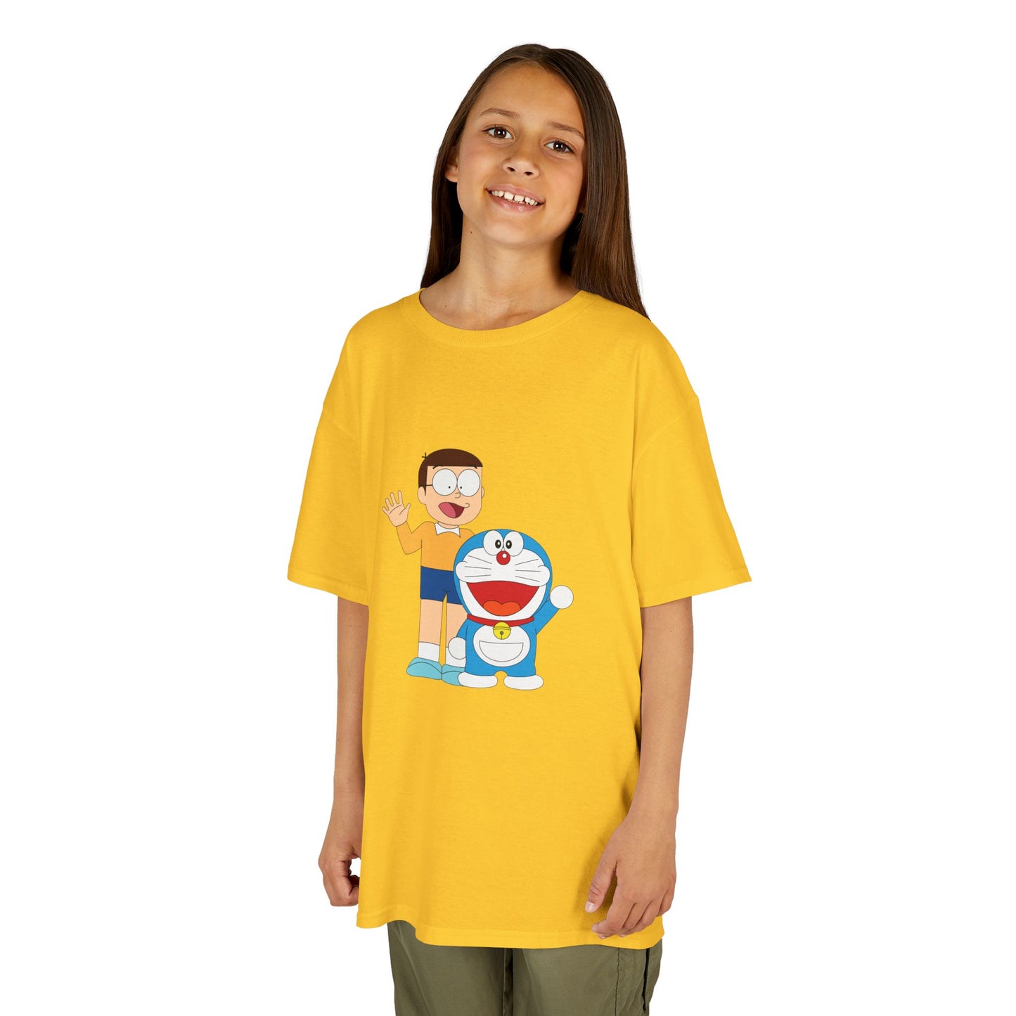 Kids Heavy Cotton Teal T-Shirt with a Graphic Design