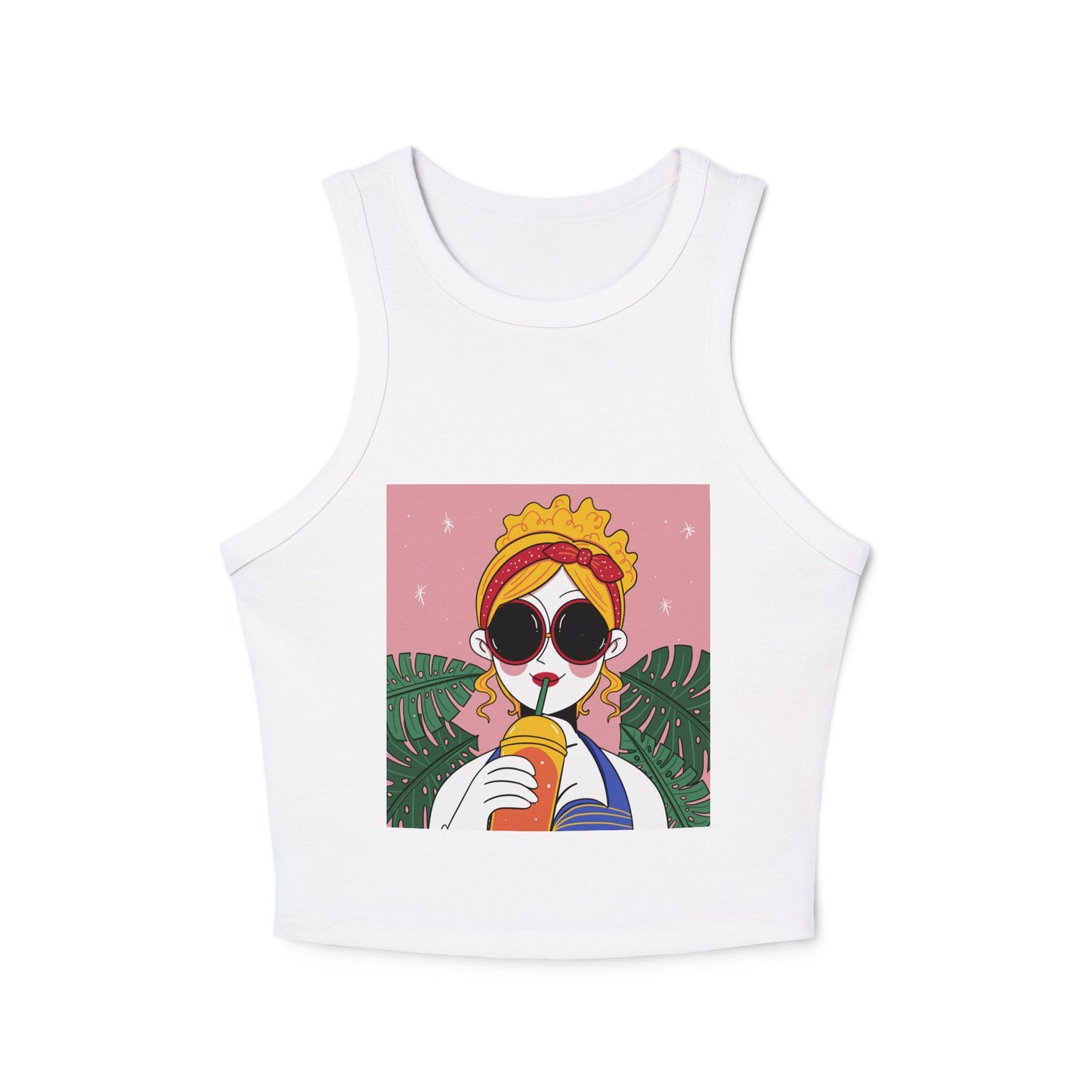Women’s Chic Racer Tank Top – Casual Summer Crop Top