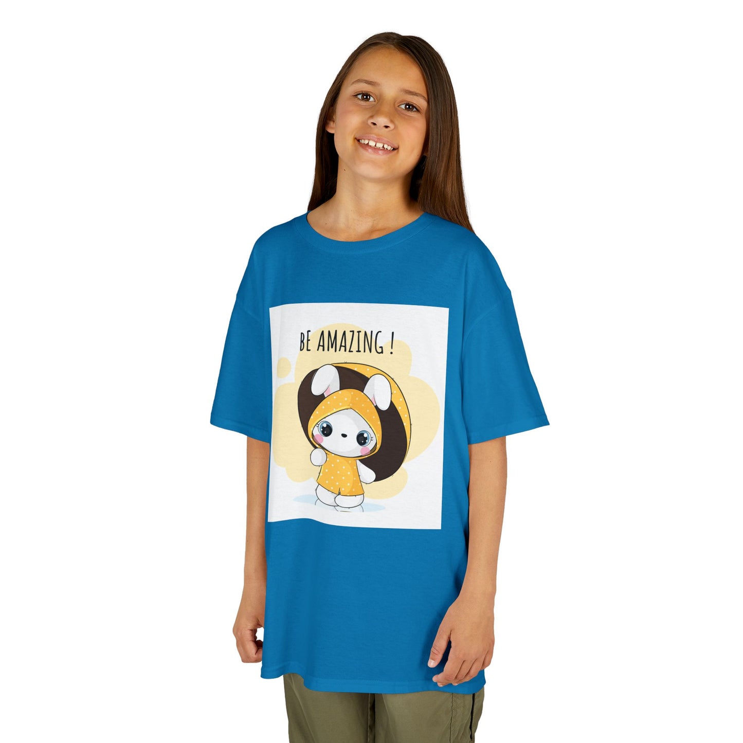 Yellow Kids Heavy Cotton t-shirt with a Cartoon Character