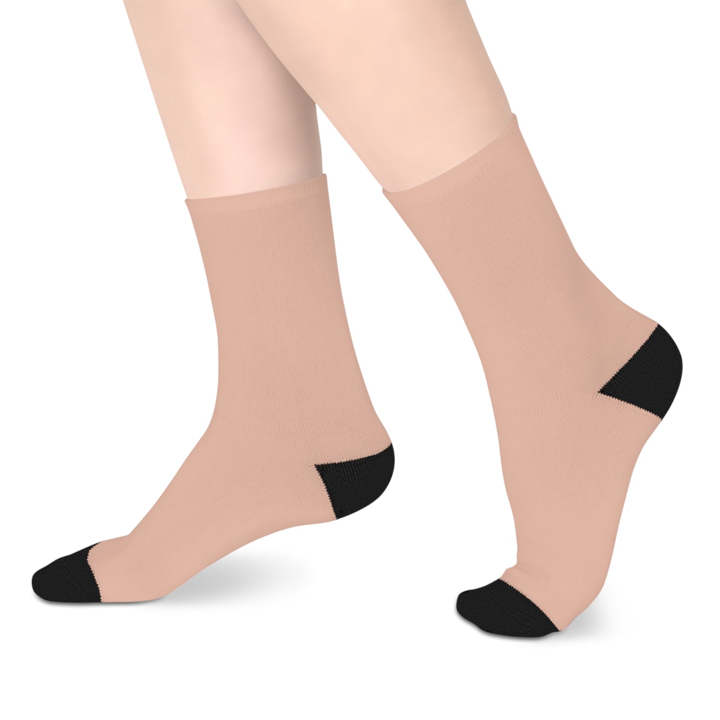 Mid-length Beige Socks with Black Toes
