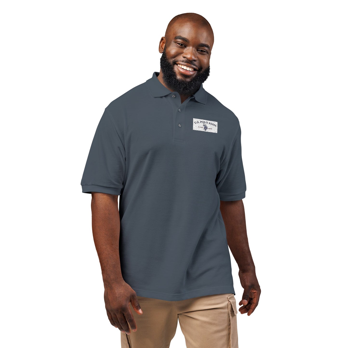 Embroidered Calm Wave Polo Shirt  Minimal Coastal Logo Golf & Casual Polo