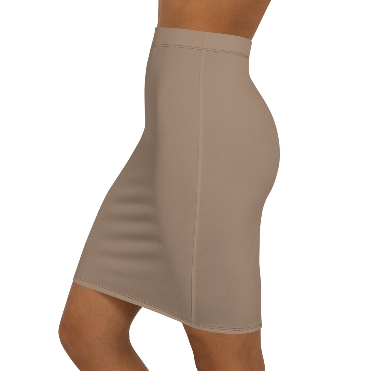 Beige Mid-Waist Pencil Skirt for Women