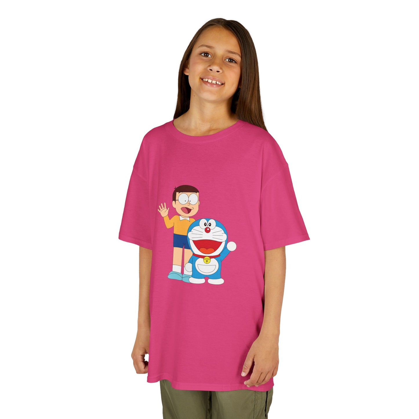 Kids Heavy Cotton Teal T-Shirt with a Graphic Design