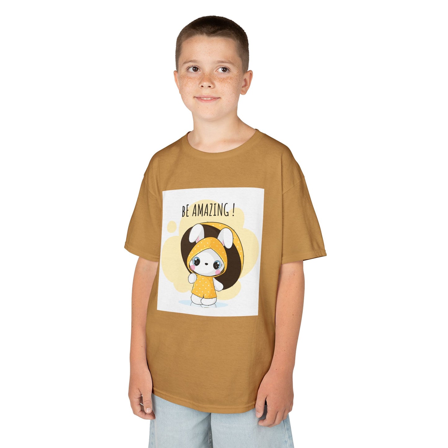 Yellow Kids Heavy Cotton t-shirt with a Cartoon Character