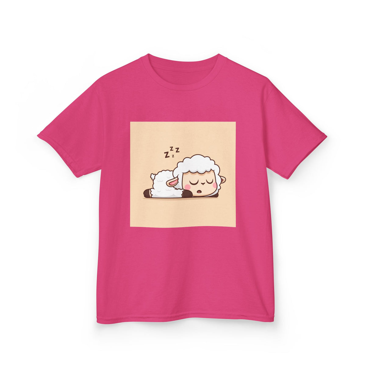 Sleeping Sheep Print Kids Heavy Cotton T-Shirt