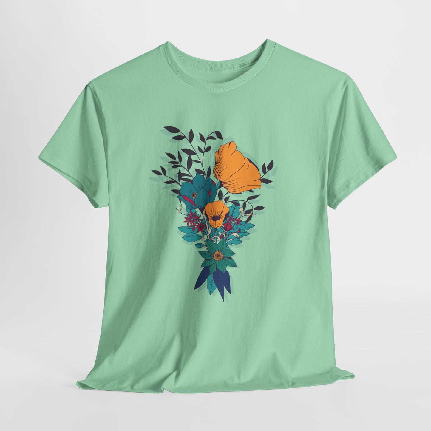 Women’s Heavy Cotton Graphic Tee Stylish Flower Print