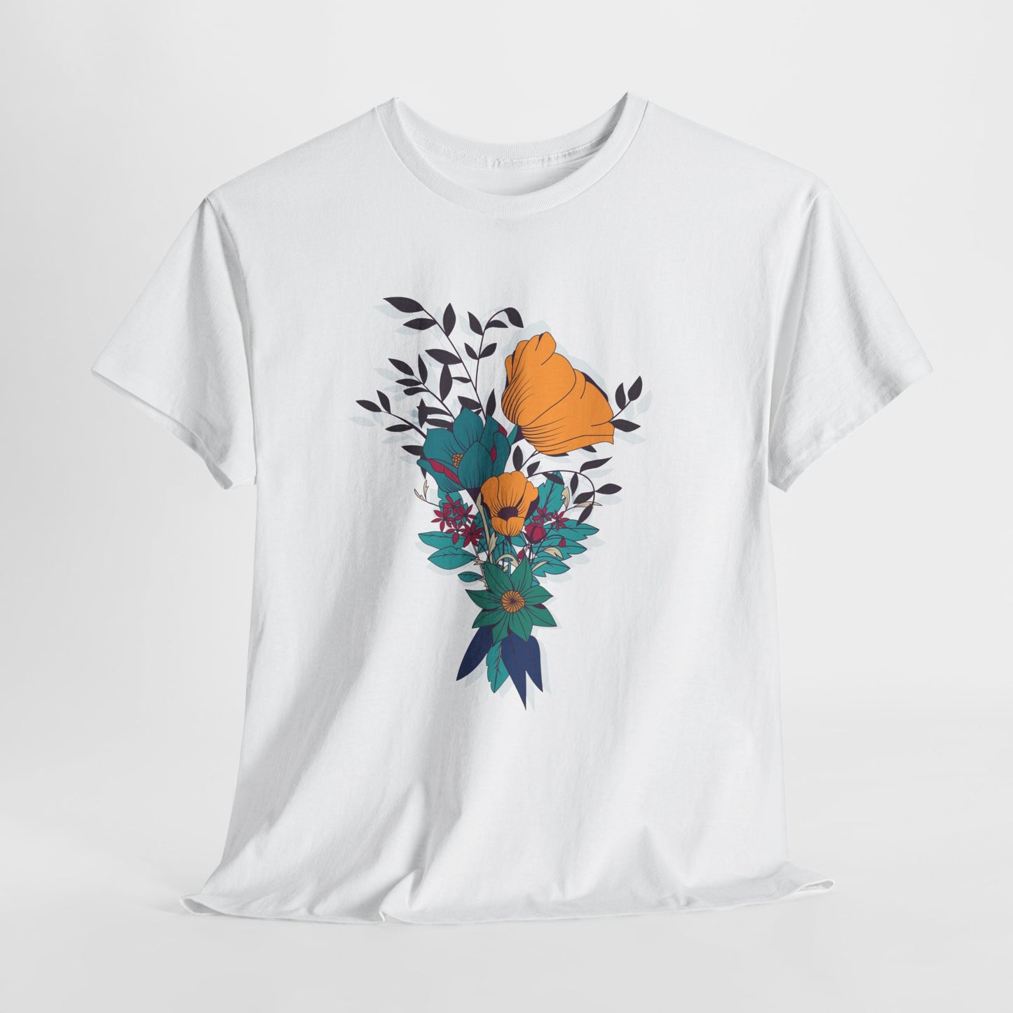 Women’s Heavy Cotton Graphic Tee Stylish Flower Print