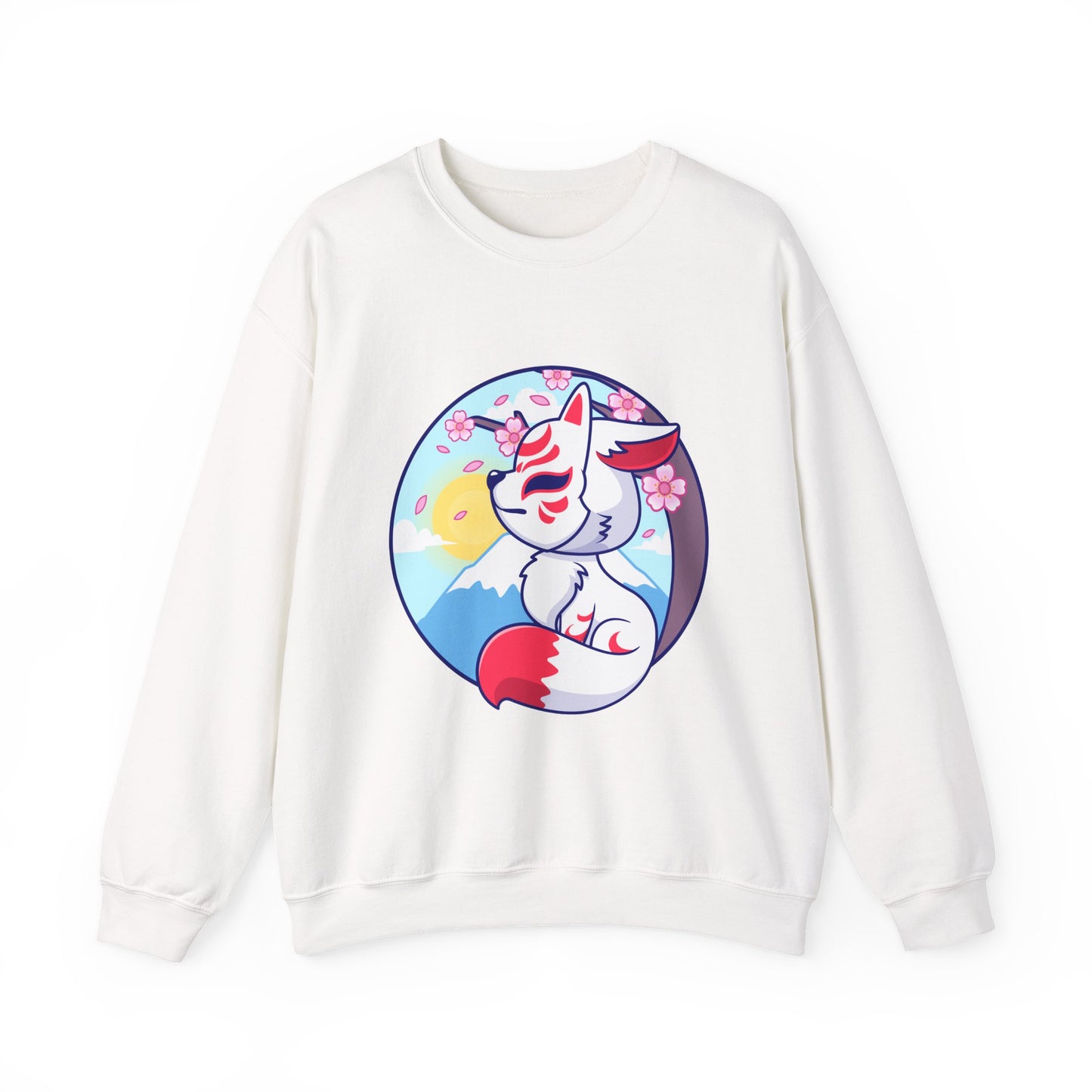 Kitsune Fox Mask Graphic Unisex Crewneck Sweatshirt