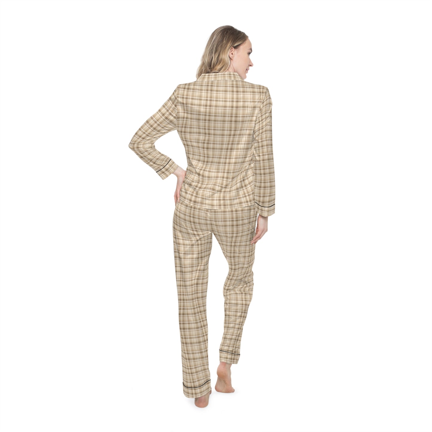 Plaid Women’s Satin Pajama Set for Cozy Nightwear