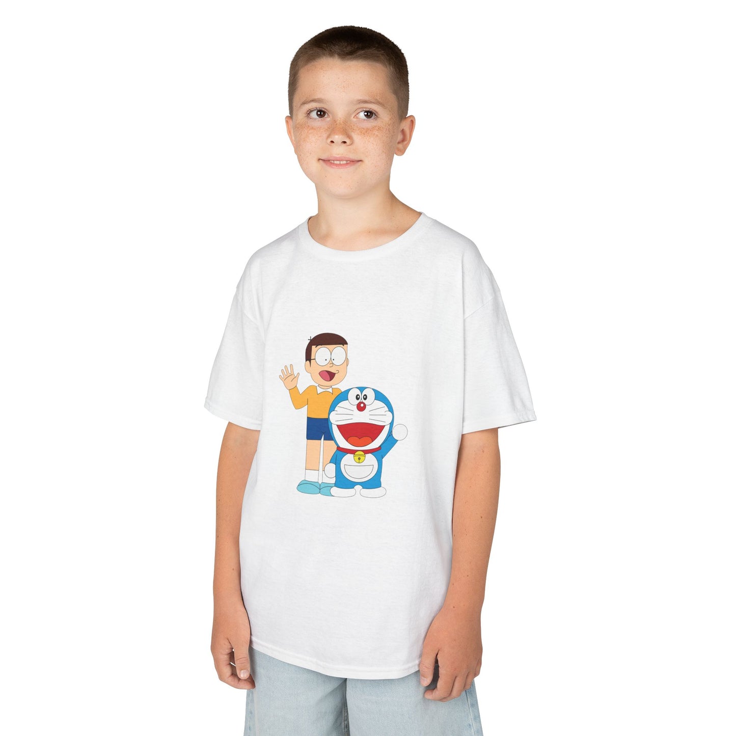 Kids Heavy Cotton Teal T-Shirt with a Graphic Design