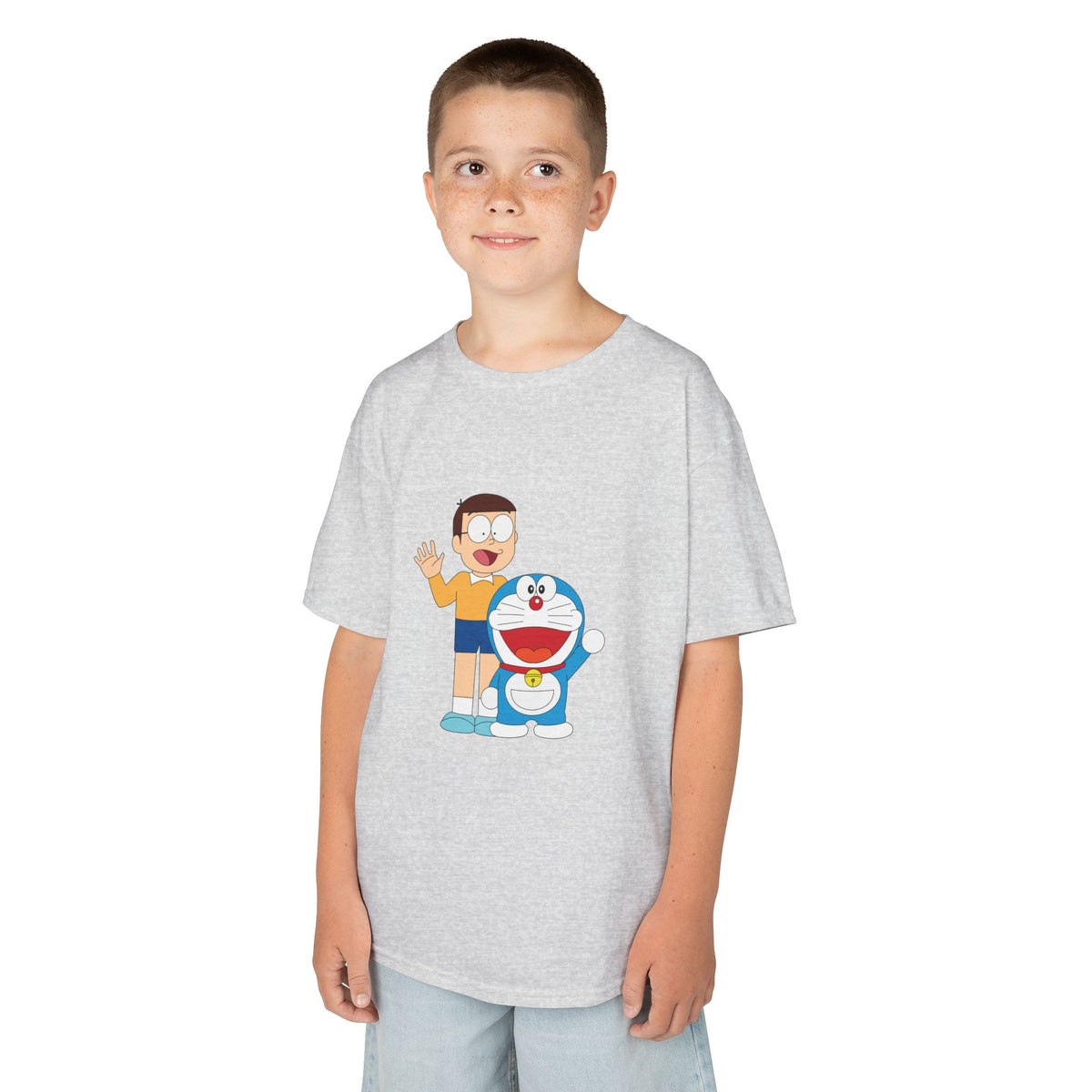 Kids Heavy Cotton Teal T-Shirt with a Graphic Design