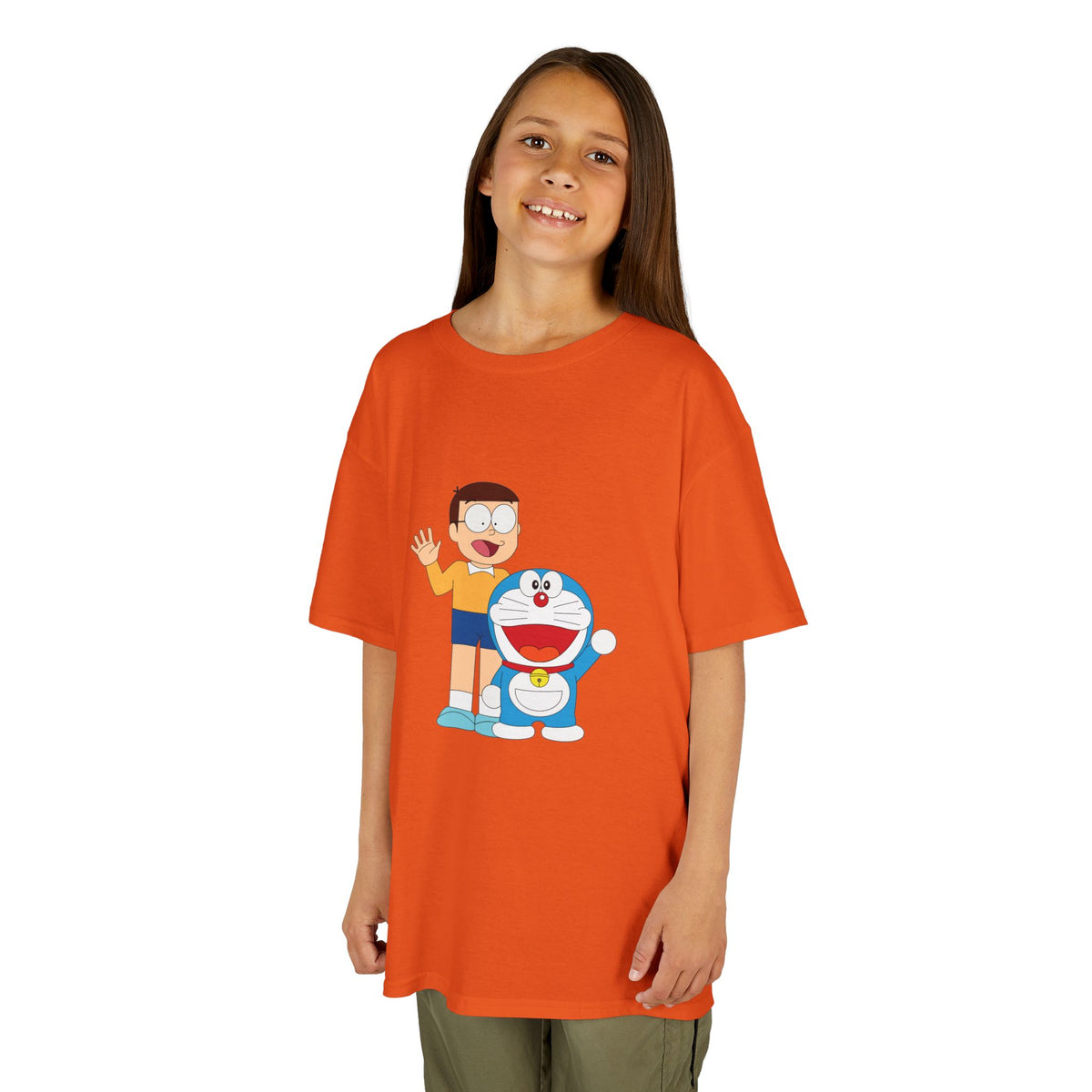 Kids Heavy Cotton Teal T-Shirt with a Graphic Design